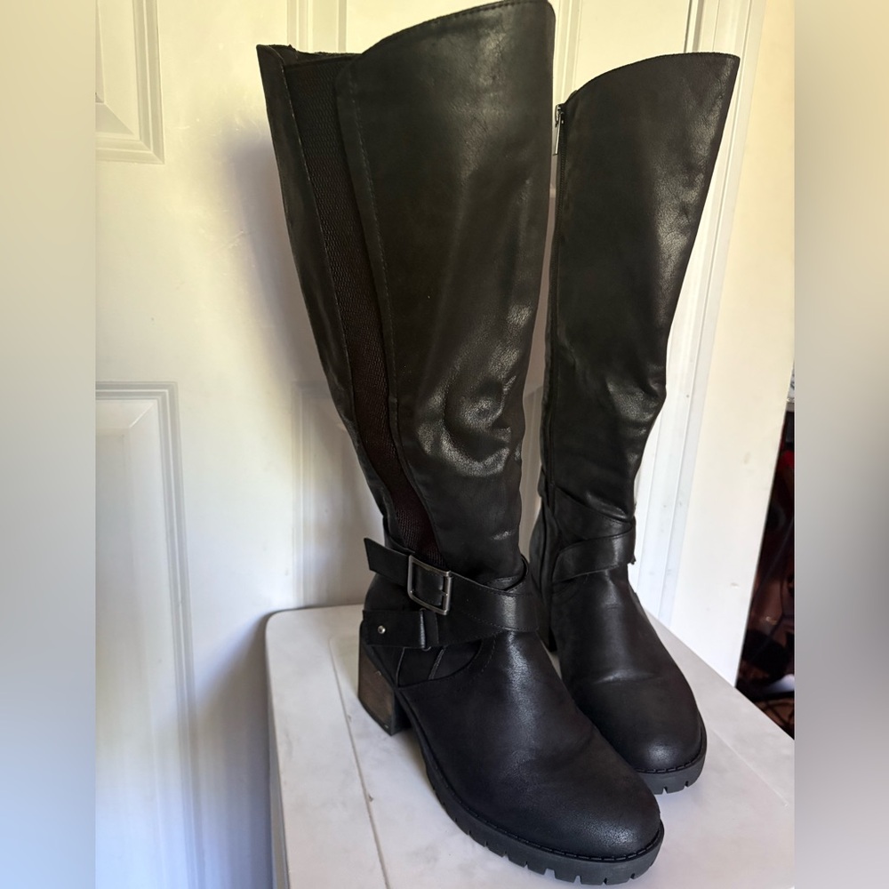 Torrid Black Over the Knee Boots Sleek Leather Style